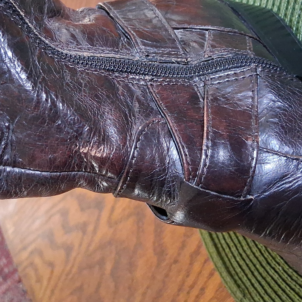 Born Chocolate Brown Leather Knee High Riding Moto Style Boots Size 5 - Picture 10 of 14